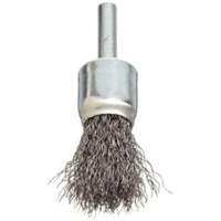 Stem Mounted Crimped Wire Brush, 3/4", 0.006" Fill, 1/4" Shank Action Paper