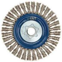 Stringer Bead Knot Wire Brush For Angle Grinders, 5" Dia., 0.02" Fill, 5/8"-11 Arbor, Stainless Steel Action Paper