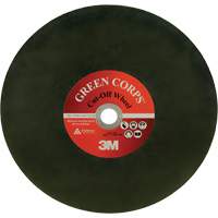 Green Corps Cut Off Wheel, 13-9/10" x 0.118", 1" Arbor, Ceramic, 20000 RPM Action Paper