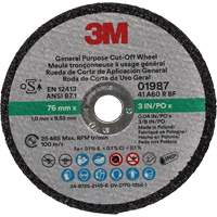 General Purpose Cut-Off Wheel, 01987, 3" x 0.04"/1/32", 3/8" Arbor, Aluminum Oxide Action Paper