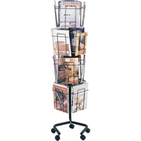 Literature Display Racks - Rotary Floor Displays, Rotating, 16 Slots, Wire Mesh, 15" W x 15" D x 60" H Action Paper