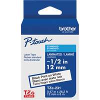 Cartouches de ruban Tze, 12 mm x 26-1/4', Noir sur blanc Action Paper