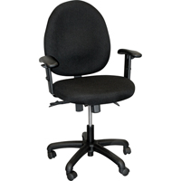 900 Series Mid-Back Ergonomic Steno Chair, Drafting, Adjustable, 22", Fabric Seat, Black Action Paper