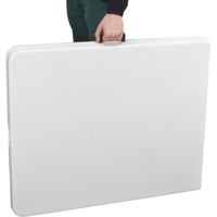 Fold-in-Half Table, Rectangular, 72" L x 30" W, Polyethylene, White Action Paper