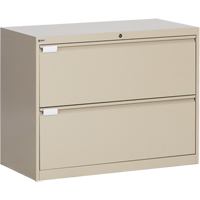 Lateral Filing Cabinet, Steel, 2 Drawers, 36" W x 18" D x 27-7/8" H, Beige Action Paper