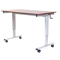 Adjustable Stand-Up Workstations, Stand-Alone Desk, 48-1/2" H x 48" W x 32-1/2" D, Walnut Action Paper