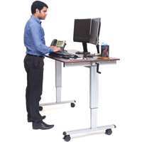 Adjustable Stand-Up Workstations, Stand-Alone Desk, 48-1/2" H x 59" W x 29-1/2" D, Walnut OP283 | Action Paper
