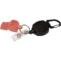 Self Retracting ID Badge and Key Reel with Whistle, Zinc Alloy Metal, 24" Cable, Carabiner Attachment Action Paper