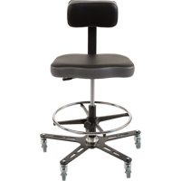 TF160™ Industrial Grade Ergonomic Chair, Mobile, Adjustable, 20-1/2" - 28-1/2", Vinyl Seat, Black/Grey OP491 | Action Paper