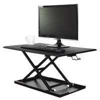 Adjustable Stand-Up Desk, Desktop Unit, 15-3/4" H x 31-1/2" W x 22-1/2" D, Black OP563 | Action Paper