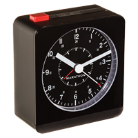 Desk Alarm Clock, Analog, Battery Operated, 3.5" W x 1.5" D x 3.75" H, Black Action Paper