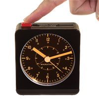 Desk Alarm Clock, Analog, Battery Operated, 3.5" W x 1.5" D x 3.75" H, Black Action Paper