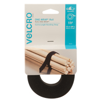 Ruban d'attaches One-Wrap, Boucle et crochet, 12' x 3/4", Auto-aggripant, Noir Action Paper