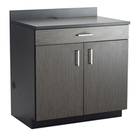 Modular Base Cabinet, Melamine, 39" H x 36" W x 25" D, Asian Night/Black Action Paper