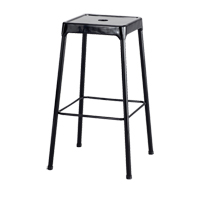 Bistro Stool, Stationary, Fixed, 29", Steel Seat, Black Action Paper