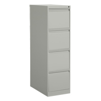 Vertical Filing Cabinet, Steel, 4 Drawers, 15-1/7" W x 25" D x 52" H, Grey Action Paper