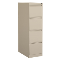 Vertical Filing Cabinet, Steel, 4 Drawers, 15-1/7" W x 25" D x 52" H, Beige Action Paper