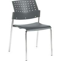 Armless Stacking Chairs, Plastic, 33" High, 300 lbs. Capacity, Grey Action Paper