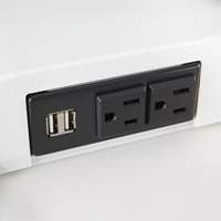 Soar Sit/Stand Electric Desk with Dual Monitor Arm, Desktop Unit, 37-1/4" H x 27-3/4" W x 22" D, White Action Paper