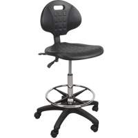 Tabouret robuste et ergonomique, Mobile, Ajustable, 39" - 48", Polyur&eacute;thane Si&egrave;ge, Noir Action Paper