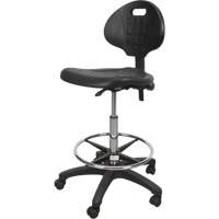Tabouret robuste et ergonomique, Mobile, Ajustable, 39" - 48", Polyur&eacute;thane Si&egrave;ge, Noir Action Paper