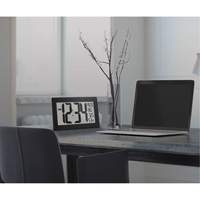 Self-Setting & Self-Adjusting Wall Clock with Stand, Digital, Battery Operated, Black Action Paper