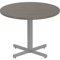 Newland Height-Adjustable Round Table, 36" L x 36" W x 29" H, 1" Top, Laminate, Brown Action Paper