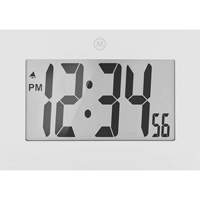 Large Frame Clock, Digital, Battery Operated, 9" W x 1" D x 6.5" H, White Action Paper