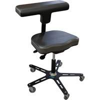 VEGA-T Ergonomic Industrial Chair, Mobile, Adjustable, Vinyl Seat, Black Action Paper