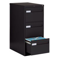 Vertical Filing Cabinet with Recessed Drawer Handles, 3 Drawers, 18.15" W x 26.56" D x 40" H, Black Action Paper