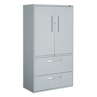 Multi-Stor Cabinet, Steel, 3 Shelves, 65-1/4" H x 36" W x 18" D, Grey Action Paper