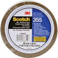 Scotch&reg; 355 Box Sealing Tape, Hot Melt Adhesive, 3.4 mils, 48 mm (1-22/25") x 50 m (164') Action Paper
