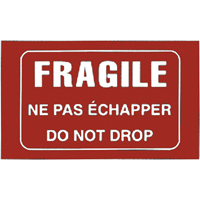 &eacute;tiquettes pour traitement sp&eacute;cial bilingues Fragile, 5" lo x 3" la, Blanc/rouge Action Paper