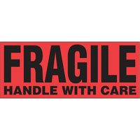 "Fragile Handle with Care" Special Handling Labels, 5" L x 2" W, Black on Red PB419 | Action Paper