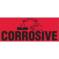 "Corrosive" Special Handling Labels, 5" L x 2" W, Black on Red PB422 | Action Paper
