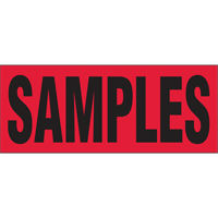 "Samples" Special Handling Labels, 5" L x 2" W, Black on Red Action Paper