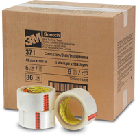 Scotch&reg; Box Sealing Tapes 371, Hot Melt Adhesive, 2 mils, 48 mm (1-22/25") x 100 m (328') Action Paper