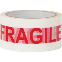 "Fragile" Box Sealing Tape, Hot Melt Adhesive, 2 mils, 48 mm (2") x 100 m (328') Action Paper