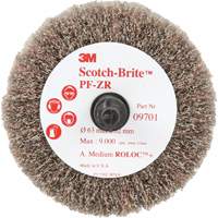 Brosse &agrave; lamelles pour labrasion et le polissage PF-ZR Roloc Scotch-Brite, Oxyde d'aluminium, Grain Moyen, 2-1/2" x 1-1/4" Action Paper