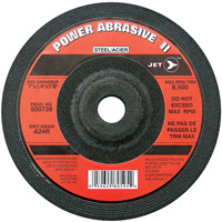 A24R POWER ABRASIVE Grinding Wheel, 7" x 1/4", 7/8" Arbor, Type T27 Action Paper