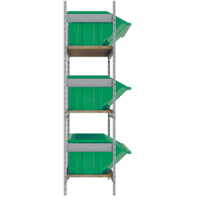 Wide Span Shelving with Jumbo Plastic Bins, Steel, Boltless, 800 lbs. Capacity, 66" W x 60" H x 18" D Action Paper