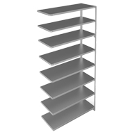 Shelving Unit, Galvanized Steel, Slotted Angle, 275 lbs. Capacity, 48" W x 96" H x 18" D Action Paper