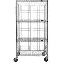 Enclosed Wire Shelf Cart, Chrome Plated, 36" x 69" x 18", 800 lbs. Capacity RN559 | Action Paper