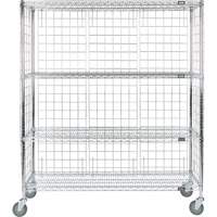 Enclosed Wire Shelf Cart, Chrome Plated, 60" x 69" x 18", 800 lbs. Capacity RN561 | Action Paper