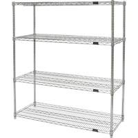 Heavy-Duty Chromate Wire Shelving, 4 Tiers, 36" W x 54" H x 24" D Action Paper