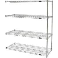 Heavy-Duty Chromate Wire Shelving, Add-On Kit, 4 Tiers, 36" W x 54" H x 24" D Action Paper