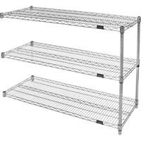 Heavy-Duty Chromate Wire Shelving, Add-On Kit, 3 Tiers, 36" W x 33" H x 14" D RN838 | Action Paper