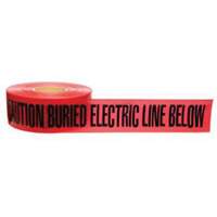 "Buried Electric Line" Identoline&reg; Underground Warning Tape, 3" W x 1000' L, Black on Red Action Paper