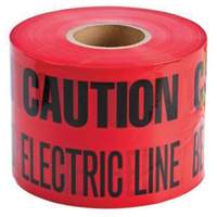 "Buried Electric Line" Identoline&reg; Underground Warning Tape, 6" W x 1000' L, Black on Red Action Paper