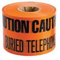 "Buried Telephone Line" Identoline&reg; Underground Warning Tape, 6" W x 1000' L, Black on Orange Action Paper
